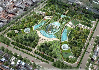 Model of the underground parking lot at Le Van Tam Park, District 1, HCMC.