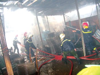 Firefighters get a fire under control Firefighters get a fire under control