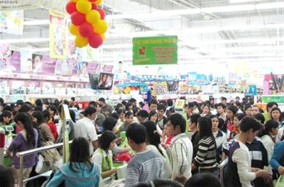This undated file photo shows customers shop at a Big C supermarket in Hanoi This undated file photo shows customers shop at a Big C supermarket in Hanoi
