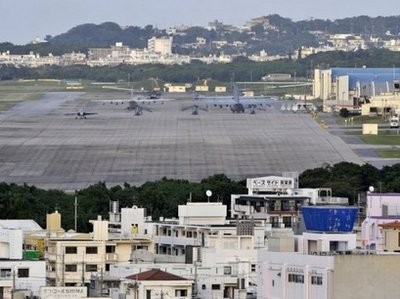 The US Marine Corps Futenma Air Base (top) in Ginowan, Okinawa, Japan in November 2009. (AFP Photo) The US Marine Corps Futenma Air Base (top) in Ginowan, Okinawa, Japan in November 2009. (AFP Photo)