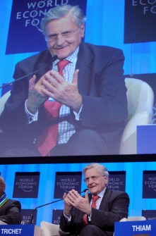 European Central Bank President Jean-Claude Trichet talks during session Redesigning Financial Regulation at the World Economic Forum on January 30, 2010 in Davos. AFP photo