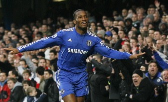 Chelsea's Ivory Coast striker Didier Drogba celebrates scoring a goal during their English Premier League football match against Arsenal at Stamford Bridge in London on February 7, 2010. AFP PHOTO Chelsea's Ivory Coast striker Didier Drogba celebrates scoring a goal during their English Premier League football match against Arsenal at Stamford Bridge in London on February 7, 2010. AFP PHOTO