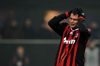 AC Milan's Brazilian defender Thiago Silva reacts during his team's UEFA Champions League round of 16 match against Manchester United on February 16 in Milan. AFP PHOTO AC Milan's Brazilian defender Thiago Silva reacts during his team's UEFA Champions League round of 16 match against Manchester United on February 16 in Milan. AFP PHOTO