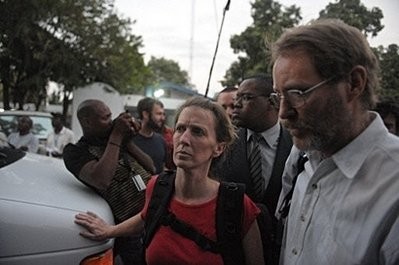 American missionaries walk to board a van after being released at a police station in Port-Au-Prince. AFP photo American missionaries walk to board a van after being released at a police station in Port-Au-Prince. AFP photo