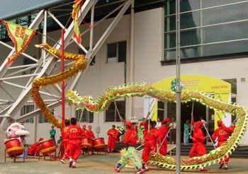 A performance of the kylin-lion-dragon dance. (Photo: KK) A performance of the kylin-lion-dragon dance. (Photo: KK)