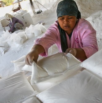 A Thai Muslim woman works at a white lime factory in Yala province on Februay 20, 2010. Thai exports grew at their fastest rate for 18 months in January because of a recovery in the kingdom's main markets, the commerce minister said. AFP PHOTO A Thai Muslim woman works at a white lime factory in Yala province on Februay 20, 2010. Thai exports grew at their fastest rate for 18 months in January because of a recovery in the kingdom's main markets, the commerce minister said. AFP PHOTO