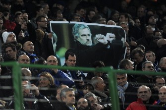 Inter's supporter show a banner of Jose Mourinho during their team's UEFA Champions League second round, first leg match against Chelsea on February 24, 2010 at the San Siro football stadium in Milan. AFP PHOTO Inter's supporter show a banner of Jose Mourinho during their team's UEFA Champions League second round, first leg match against Chelsea on February 24, 2010 at the San Siro football stadium in Milan. AFP PHOTO