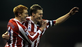 Stoke City defender Ryan Shawcross (R) celebrates after scoring in extra time with Stoke forward Dave Kitson during the FA Cup Fifth round replay against Manchester City football match on February 24, 2010. AFP PHOTO Stoke City defender Ryan Shawcross (R) celebrates after scoring in extra time with Stoke forward Dave Kitson during the FA Cup Fifth round replay against Manchester City football match on February 24, 2010. AFP PHOTO