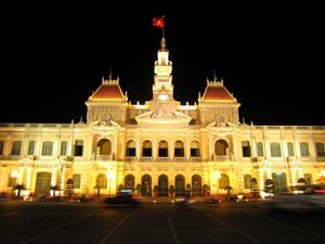 The City Hall of Ho Chi Minh City at night