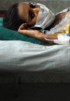 A Tuberculosis patient Sushma Bhat is pictured at a hospital in Ahmedabad. AFP file