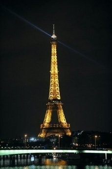 An illuminated Eiffel pictured before being switched off late in March 2009