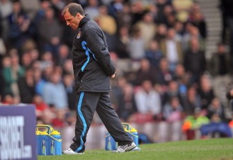 West Ham's Italian manager Gianfranco Zola reacts during the English Premier League football match between West Ham United and Stoke City at on March 27, 2010. AFP PHOTO West Ham's Italian manager Gianfranco Zola reacts during the English Premier League football match between West Ham United and Stoke City at on March 27, 2010. AFP PHOTO