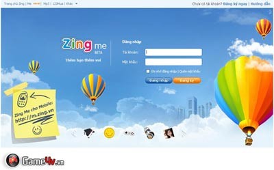 The surface of Vietnamese social networking website Zing Me The surface of Vietnamese social networking website Zing Me