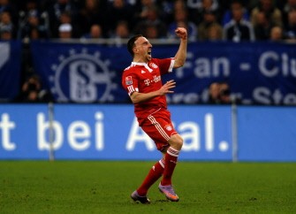 Ribery celebrates scoring during the Bundesliga football match FC Schalke 04 vs FC Bayern Munich on April 3, 2010 in Gelsenkirchen, western Gerrmany. AFP PHOTO Ribery celebrates scoring during the Bundesliga football match FC Schalke 04 vs FC Bayern Munich on April 3, 2010 in Gelsenkirchen, western Gerrmany. AFP PHOTO