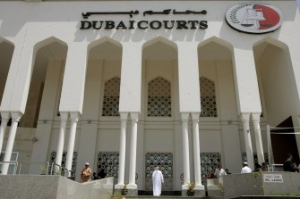 A closeup shot shows the facade of the Dubai Courts building during a hearing on April 04, 2010 in the case of the British couple. AFP photo A closeup shot shows the facade of the Dubai Courts building during a hearing on April 04, 2010 in the case of the British couple. AFP photo