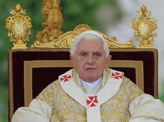 Pope Benedict XVI looks on during the celebration of Easter mass on April 4, 2010 at St Peter's square at the Vatican. AFP photo Pope Benedict XVI looks on during the celebration of Easter mass on April 4, 2010 at St Peter's square at the Vatican. AFP photo