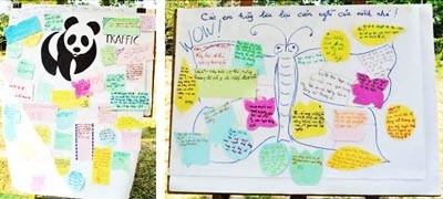 Posters are hung around a hut in participating schools in Hue (Photo: Courtesy of WWF) Posters are hung around a hut in participating schools in Hue (Photo: Courtesy of WWF)