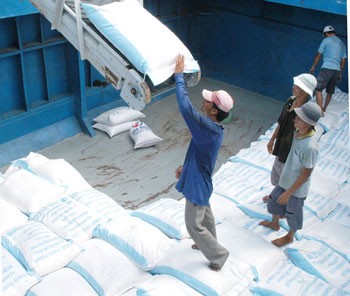 Workers load rice packages on a ship for export to Malaysia. (Photo: Duc Thanh) Workers load rice packages on a ship for export to Malaysia. (Photo: Duc Thanh)