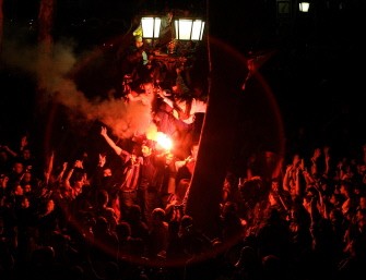 Barcelona's supporters celebrate their team's victory against Real Madrid on April 10, 2010 after the 'El Clasico' Spanish League football match Real Madrid against Barcelona. Barcelona won 0-2. AFP PHOTO Barcelona's supporters celebrate their team's victory against Real Madrid on April 10, 2010 after the 'El Clasico' Spanish League football match Real Madrid against Barcelona. Barcelona won 0-2. AFP PHOTO
