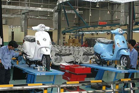 At a Piaggio factory in Vietnam At a Piaggio factory in Vietnam