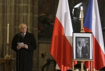 Czech President Vaclav Klaus delivers a speech during a memorial mass to honour Poland's late president Lech Kaczynski and his wife Maria at the St. Vitus Cathedral in Prague Czech President Vaclav Klaus delivers a speech during a memorial mass to honour Poland's late president Lech Kaczynski and his wife Maria at the St. Vitus Cathedral in Prague