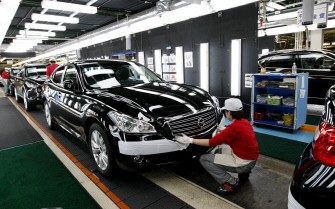 This file photo taken on November 12, 2009 shows Nissan Motor workers on a production line at the company's Tochigi plant in the town of Kaminokawacho, in Tochigi prefecture, north from Tokyo. AFP photo This file photo taken on November 12, 2009 shows Nissan Motor workers on a production line at the company's Tochigi plant in the town of Kaminokawacho, in Tochigi prefecture, north from Tokyo. AFP photo