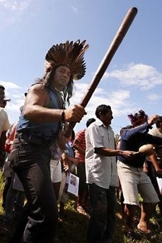 Natives from several tribes and social movements protest in front of the National Electric Energy Agency (ANEEL) in Brasilia, against the construction of the Belo Monte power plant in northern Brazil. Natives from several tribes and social movements protest in front of the National Electric Energy Agency (ANEEL) in Brasilia, against the construction of the Belo Monte power plant in northern Brazil.