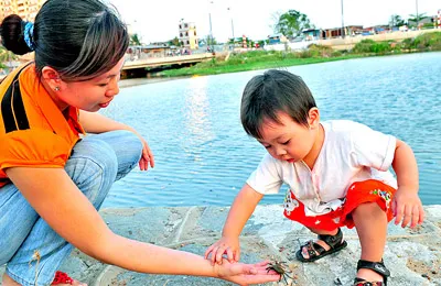 Niềm vui từ môi trường xanh sạch ở dòng kênh. Niềm vui từ môi trường xanh sạch ở dòng kênh.