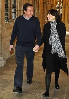 British opposition Conservative party Leader David Cameron and his wife Samantha arrive for a church service in Kensington, west London British opposition Conservative party Leader David Cameron and his wife Samantha arrive for a church service in Kensington, west London