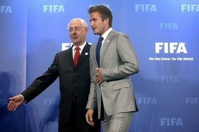 Former England captain David Beckham with bid chairman Lord Triesman (left) at FIFA's headquarters in Zurich. AFP photo Former England captain David Beckham with bid chairman Lord Triesman (left) at FIFA's headquarters in Zurich. AFP photo