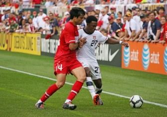 Robbie Findley #27 of the United States battles for possession during a pre-World Cup warm-up match against Turkey at Lincoln Financial Field on May 29, 2010 in Philadelphia. AFP photo Robbie Findley #27 of the United States battles for possession during a pre-World Cup warm-up match against Turkey at Lincoln Financial Field on May 29, 2010 in Philadelphia. AFP photo