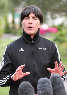 Germany's head coach Joachim Loew addresses media in Appiano near the north Italian city of Bolzano on June 1, 2010, where he unveiled his final World Cup squad of 23 players. AFP photo