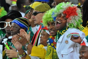 Recent picture of South African football fans singing the national Anthem during the friendly match between South Africa vs Colombia at Soccer City Stadium in Soweto on May 27,2010. AFP photo Recent picture of South African football fans singing the national Anthem during the friendly match between South Africa vs Colombia at Soccer City Stadium in Soweto on May 27,2010. AFP photo