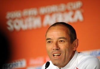 Cameroon's coach Paul Le Guen speaks during a press conference at Free State stadium in Bloemfontein on June 13, 2010 Cameroon's coach Paul Le Guen speaks during a press conference at Free State stadium in Bloemfontein on June 13, 2010