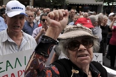 (AFP files) Greek pensioners demonstrate in front of the Health Ministry in central Athens (AFP files) Greek pensioners demonstrate in front of the Health Ministry in central Athens