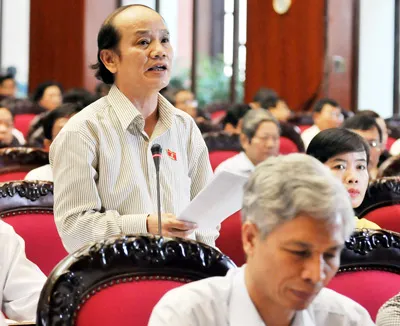 Đại biểu Huỳnh Nghĩa (Đà Nẵng) phát biểu tại hội trường. Ảnh: Minh Điền