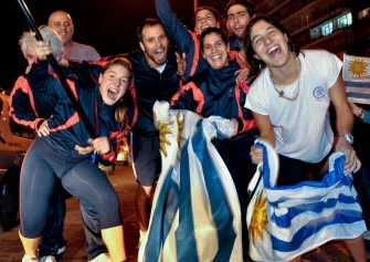 Uruguayan fans take Montevideo's La Rambla waterfront in jubilation, at the end of the dramatic Uruguay vs Ghana quarterfinal July 2, 2010. AFP Uruguayan fans take Montevideo's La Rambla waterfront in jubilation, at the end of the dramatic Uruguay vs Ghana quarterfinal July 2, 2010. AFP