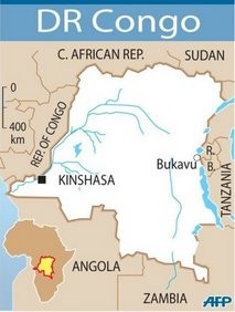 AFP – A map locating the town of Bukavu in eastern DR. Congo. AFP – A map locating the town of Bukavu in eastern DR. Congo.