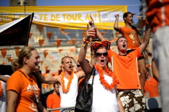 Dutch fans celebrate at the end of the quarter-final match Netherlands vs Brazil on July 2, 2010 in center Rotterdam on the North Sea. AFP Dutch fans celebrate at the end of the quarter-final match Netherlands vs Brazil on July 2, 2010 in center Rotterdam on the North Sea. AFP