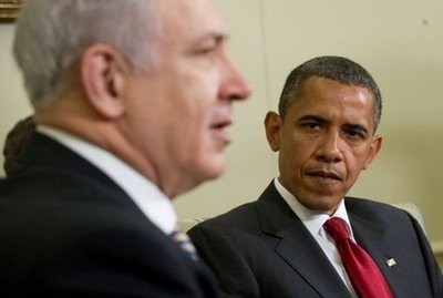 US President Barack Obama (R) addresses the press alongside Israel's Prime Minister Benjamin Netanyahu during meetings in the Oval Office of the White House in Washington, DC US President Barack Obama (R) addresses the press alongside Israel's Prime Minister Benjamin Netanyahu during meetings in the Oval Office of the White House in Washington, DC