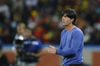 Joachim Loew reacts during the semi-final between Germany and Spain on July 7, 2010 at Moses Mabhida stadium in Durban. AFP Joachim Loew reacts during the semi-final between Germany and Spain on July 7, 2010 at Moses Mabhida stadium in Durban. AFP