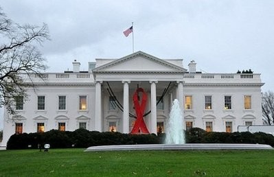The White House displays a large red ribbon for World AIDS day in 2009. (AFP file) The White House displays a large red ribbon for World AIDS day in 2009. (AFP file)