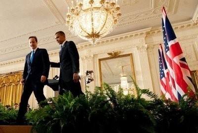 US President Barack Obama and British Prime Minister David Cameron (L) exit after holding a joint press conference in the East Room of the White House in Washington, DC US President Barack Obama and British Prime Minister David Cameron (L) exit after holding a joint press conference in the East Room of the White House in Washington, DC