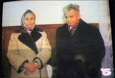 Elena Ceaucescu (L) and ousted Romanian President Nicolae Ceaucescu (R) on television 25 December 1989 in Bucharest during their trial Elena Ceaucescu (L) and ousted Romanian President Nicolae Ceaucescu (R) on television 25 December 1989 in Bucharest during their trial
