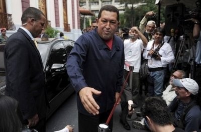 Venezuelan President Hugo Chavez greets journalists at Miraflores presidential palace in Caracas. AFP photo Venezuelan President Hugo Chavez greets journalists at Miraflores presidential palace in Caracas. AFP photo