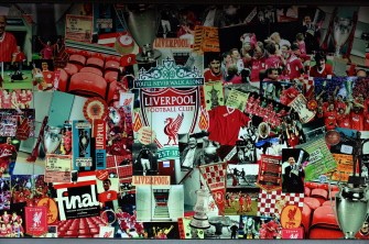 A collage of photographs on display at the Liverpool football club shop at Liverpool FC's Anfield Stadium in Liverpool, England, on August 2, 2010. AFP A collage of photographs on display at the Liverpool football club shop at Liverpool FC's Anfield Stadium in Liverpool, England, on August 2, 2010. AFP
