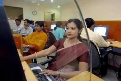 Indian software designers at work in Kolkata city. Indian software designers at work in Kolkata city.