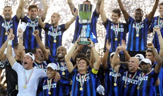 Inter Milan celebrate their victory on August 21, 2010. AFP Inter Milan celebrate their victory on August 21, 2010. AFP