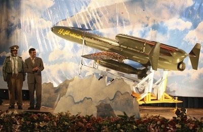 This photo released by the Iranian Defense Ministry, shows Iranian President Mahmoud Ahmadinejad, second from left, applauding during a ceremony inaugurating the Karrar drone aircraft, at Malek-e Ashtar University on Sunday, Aug. 22, 2010. This photo released by the Iranian Defense Ministry, shows Iranian President Mahmoud Ahmadinejad, second from left, applauding during a ceremony inaugurating the Karrar drone aircraft, at Malek-e Ashtar University on Sunday, Aug. 22, 2010.