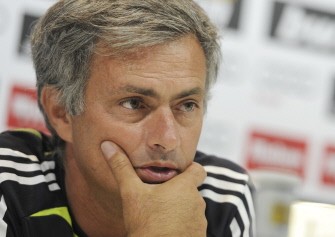 Real Madrid football team coach Portuguese Jose Mourinho gives a press conference after a training session at Real Madrid's sport City in Madrid on August 23, 2010. AFP PHOTO Real Madrid football team coach Portuguese Jose Mourinho gives a press conference after a training session at Real Madrid's sport City in Madrid on August 23, 2010. AFP PHOTO